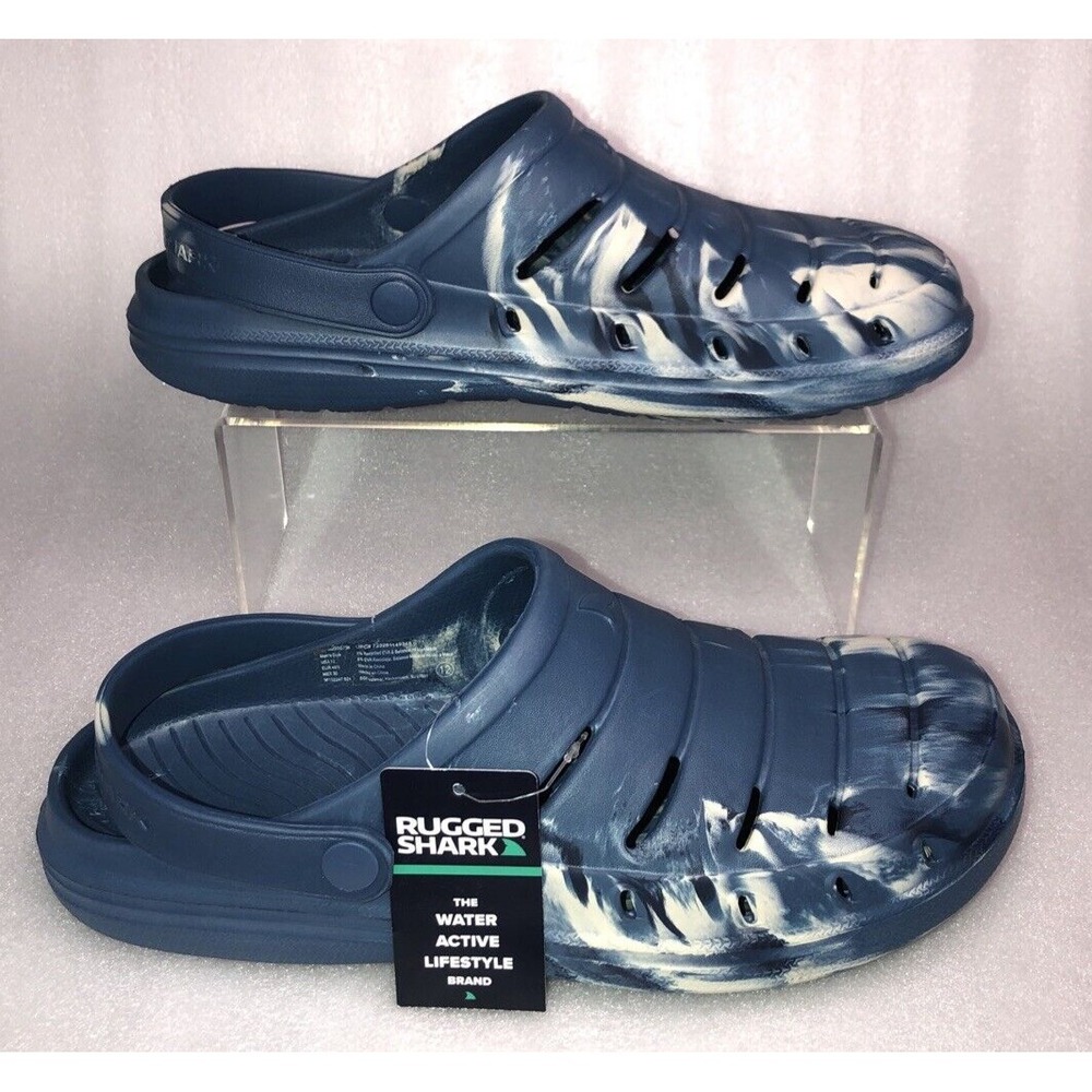Rugged Shark Men's Blue Swirl‎ Comfort RGS EVA Clog Water Sandals Size 12 NEW